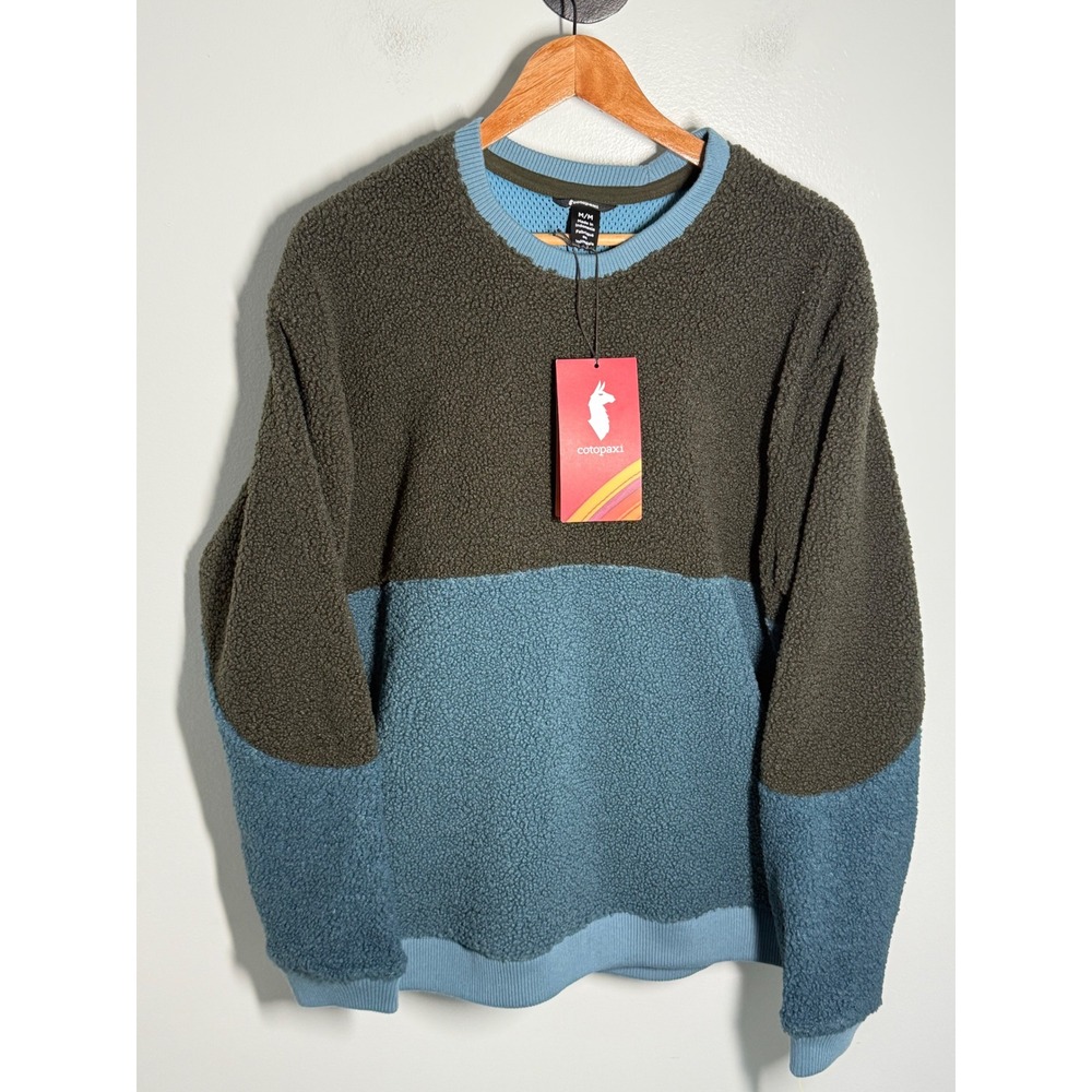 Cotopaxi High Pile Fleece Crew Mens M Woods Blue Spruce Recycled Pullover NWT